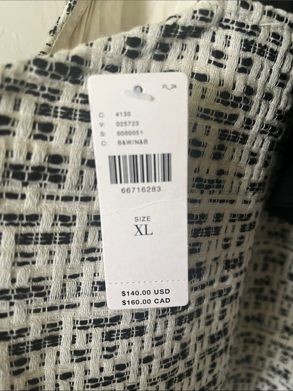 Anthropologie Black and Cream Textured Open Jacket